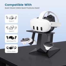 Resim VR Stand Accessories Compatible with Meta Quest 3/Quest 2/Quest 3S/, Headset Display Holder and Controller Mount Station, with More Stable and Heavy Base 