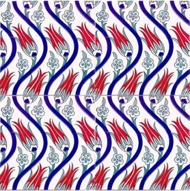 Resim Armada Çini 20x20 Cm Ac 20 Sarmaşık Lale Desenli Çini Seramik Karo 