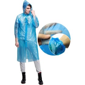 Resim Unisex Yağmurluk Kapüşonlu Gevşek Basit Uzun Kollu Tek Kullanımlık Olmayan Yağmurluk Şeffaf Ince Pro 
