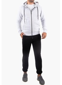 Resim Şardonlu Fermuarlı Kapüşonlu Gri Sweatshirt Polar Hırka Çok Renkli 