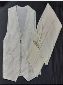 Resim PAZARSEN Sünnet Kıyafeti Yelek Pantolon Seti Krem Renk SN-1558 
