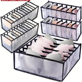 Resim 5 Adet Katlanabilir Sütyen Düzenleyiciler - Kadın İç Çamaşırı, Çoraplar & Kravatlar için Yumuşak File Bölmeli Çekmece Ayırıcıları | %100 Polyester Şık Tasarım, Sadece Elde Yıkama, Gardırop & Çekmece Depolama Çözümü 