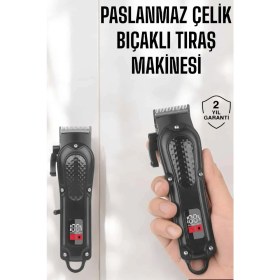 Resim OtoTech Sıfır Tıraş Makinesi Dijital Göstergeli Paslanmaz Çelik Bıçaklı Taşınabilir 