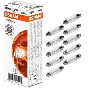 Resim Osram 12v 5w 35mm Sofit Tavan Plaka Ampulü 10 Adet Orjinal 6418 