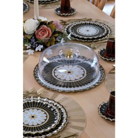 Resim Glore Renoir Altın Yaldızlı Cam Kek Fanusu 