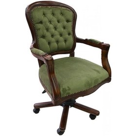 Resim Masifart_Mobilya Masifart Mimoza Ahşap Klasik Çalışma Koltuğu Ceviz Ofis Koltuğu 