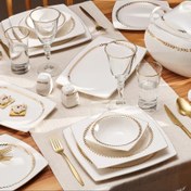Resim Emsan Başak Fine Bone 60 Parça 12 Kişilik Kare Yemek Takımı Gold 
