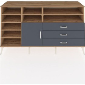 Resim Kronos Konsol 8 Raflı 3 Çekmeceli Tek Kapaklı 176x59x99 Çam-antr Çam-antrasit 