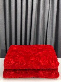 Resim Merinos Çift Kişilik Elegance Embos Battaniye - Kırmızı 