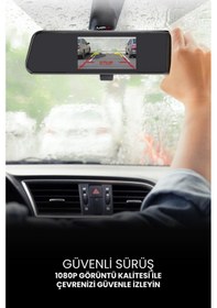 Resim 5.5" Ips Ekran Ön Fhd Arka Hd 5mp Tf Kartlı Araç İçi Çift Lens Araç Kamerası 