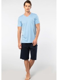 Resim Cacharel 2193/açık Mavi Erkek Kısa Kollu Modal Bermuda Takım 001 