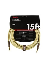 Resim Fender 0990820084 Deluxe Düz/düz Uçlu Tweed Enstrüman Kablosu 4m Klasik Sarı Tweed Desen Kırılmayı Önleyen Güçlendirilmiş Uçlar 