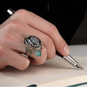 Resim RevSilver 925 Gümüş Erkek Yüzük Topaz Ve Zümrüt Yeşili Zirkon Taşı 