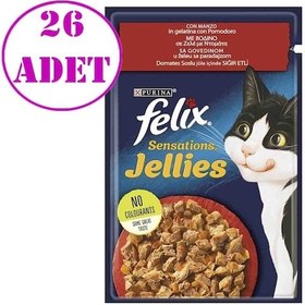 Resim Purina Felix Sığır Eti ve Domates Soslu Yaş Kedi Maması 26 x 85 G 