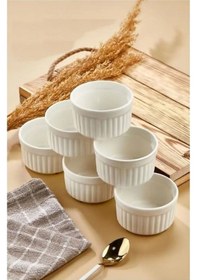 Resim Porselen 6lı Sufle Ve Kek Fırın Kabı- 10 Cm 