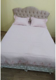 Resim Yatak Örtüsü Zmrt Çift Kişilik Dantelli Çık Pembe Pamuk Pembe 