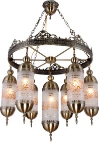 Resim Üstün Avize Fabrikası Mekke Model Özel Tasarım Dekoratif Otantik 7 Kollu Cami Avizesi 80 cm 