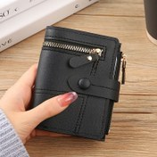 Resim Kadın Modası Çoklu Fermuarlı Kısa Cüzdan, Büyük Kapasiteli, Madeni Para Cüzdanı, Katlanabilir, Çok Fonksiyonlu, Mini El Çantası, Çoklu Kart Yuvası, Kredi Kartı, Kimlik ve Pasaport Tutucu 