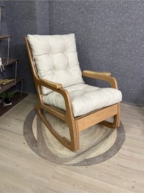 Resim Asedia Kontes Naturel Krem Dolgu Minderli Sallanan Sandalye Dinlenme Koltuğu 