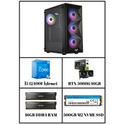 Resim Ramtech Blackpulse i5-12400F 16 GB RTX5060 TI 16 GB 500 GB M2 Nvme SSD Masaüstü Oyun Bilgisayarı 