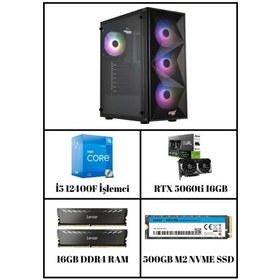 Resim Ramtech Blackpulse i5-12400F 16 GB RTX5060 TI 16 GB 500 GB M2 Nvme SSD Masaüstü Oyun Bilgisayarı 