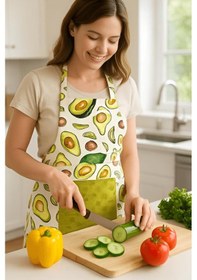 Resim Havlulu Mutfak Önlüğü Pratik Kullanım Önlük Yeşil 