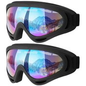 Resim 2 Paket Kayak Gözlüğü, Motosiklet Gözlüğü, Snowboard Gözlüğü Erkek Kadın Çocuk - Uv Korumalı Köpük Çizilmez Toz Geçirmez Siyahçok Renkli 