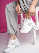 Resim Muggo Marlon Garantili Kadın Ortopedik Yüksek Taban Günlük Bağcıklı Simli Sneaker Spor Ayakkabı 