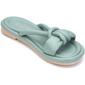 Resim Günlük Kadın Puf Terlik Yumuşak Taban Hafif Esnek Pofuduk Kurdeleli Yazlık Rahat Sandalet 026 Yeşil 