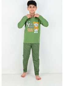 Resim Vitmo Uzun Kollu Erkek Çocuk Game Dangerous Model Pijama Takımı Yeşil 
