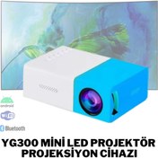 Resim howear YG300 Mini 720P Android Wireless Bluetooth Destekli Portatif Projeksiyon Cihazı Mavi 