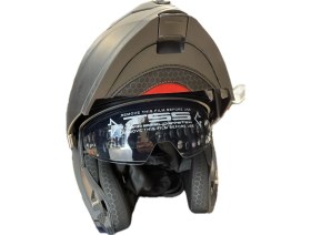 Resim Motorsiklet Kask Crn Mat Siyah-Gri Çene Açılır-Tam Kask Vizörlü ve Intercom Takma Yuvalı 