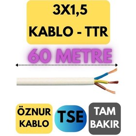Resim Öznur 3x1,5 Ttr Kablo Metre Seçenekli Beyaz - 60 Metre 
