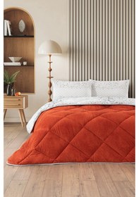 Resim Evoria Battal Boy Lüx Wellsoft Yorgan Çift Taraflı - 2 Adet Yastık Kılıflı Yorgan Seti 215x235 Cm Turuncu 