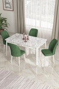 Resim Canisa Concept Ada Serisi 80x130 Sabit Mutfak Masası Takımı Beyaz Mermer Masa 4 Sandalye 