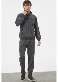 Resim Şerit Detaylı Dik Yaka Eşofman Takım - Antrasit 001 