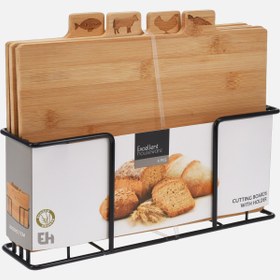 Resim Standlı Bambu Kesme Tahtası Seti 4 Parça 280x200x7mm 