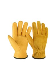 Resim Tenfowee S Boyutu Sarı İnek Derisi İş Eldiveni - Isıya Dayanıklı, Kaymazlı, Soluklu - Kaynakçılık, Araba Tamiri, Bahçecilik Koruması 