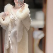 Resim Kadın Şık Uzun Hırka - Yumuşak Peluş Kışlık V Yaka, Uzun Kollu, H Siluetli Mont - Günlük ve Resmi Etkinlikler İçin Sıcak Sonbahar & Kışlık Dış Giyim, Casual Kışlık Giyim, V Yaka Tasarımı, Orta Esneklik 