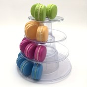 Resim 4 Katlı Şeffaf Plastik Makaron Ekranı, Parti İçin Tatlı Tutucu, Şeffaf Cupcake ve Pastanelik, Mutfak Dekoru 