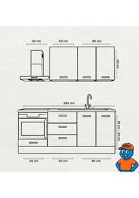 Resim 200 Cm Mutfak Dolabı Mdf Kapak Tezgah Dahil Yrkn200 99 Siyah 