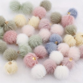Resim 20/50 adet Taklit Tavşan Kürkü 1.5Cm Saç Topu Kolye 18 Renk Noel El Sanatları DIY Aksesuarlar Küpe Saç Aksesuarları Anahtarlık DIY Kolye 
