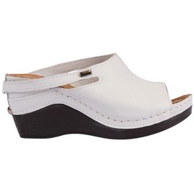 Resim Napa Shoes Ortopedik Konforlu Dolgu Topuk Ayarlanabilir Açık Burun Terlik Napa-1001 Beyaz 