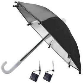 Resim Fortunelane Genel Kullanım Telefon Şemsiyesi - Yağmur Ve Güneş Koruması, 2 Bağlama Aleti İle Siyah, Kaliteli Poliester Malzeme Siyah 