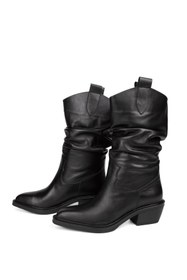 Resim LA PASSION Kadın Hakiki Süet Bot Çizme Kovboy Siyah 