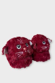 Resim Liger Kadın Sevimli Kedi Figürlü Peluş Panduf BORDO 