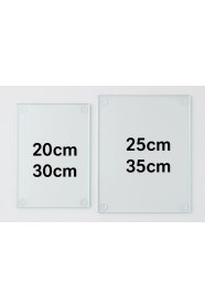 Resim 2'li Cam Kesme Tahtası Seti 20X30 ve 25X35 Cm, Hijyenik ve Şık Mutfak Gereci 