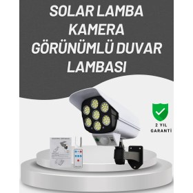 Resim 77 Led'li Güneş Enerjili Güvenlik Lambası ve Kukla Kamera – Hareket Sensörlü, 2400MAH Pilli 