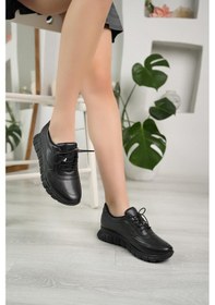 Resim Nesil Shoes Acr 40 Siyah Lastik Bağlı Kadın Ayakkabı-siyah Siyah 