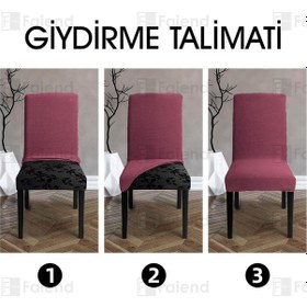 Resim Faiend Yıkanabilir Likralı Esnek Lastikli Sandalye Kılıf Örtü Gülkurusu 
